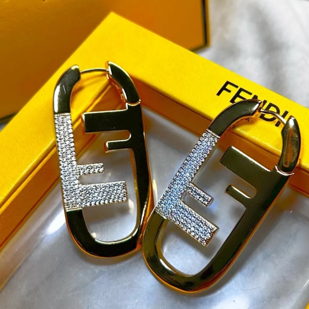 Authentic Fendi Large O’Lock Crystal Earrings - Picture 12 of 12